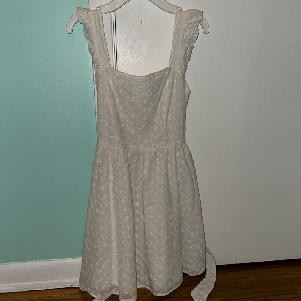 Shein white floral print dress and tied back